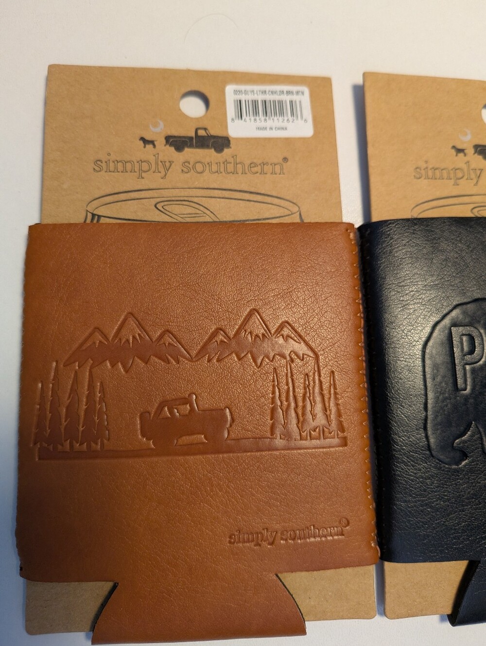 Simply Southern Faux Leather Can Cooler Cozy Sleeves—Choose One Style - Picture 2 of 5